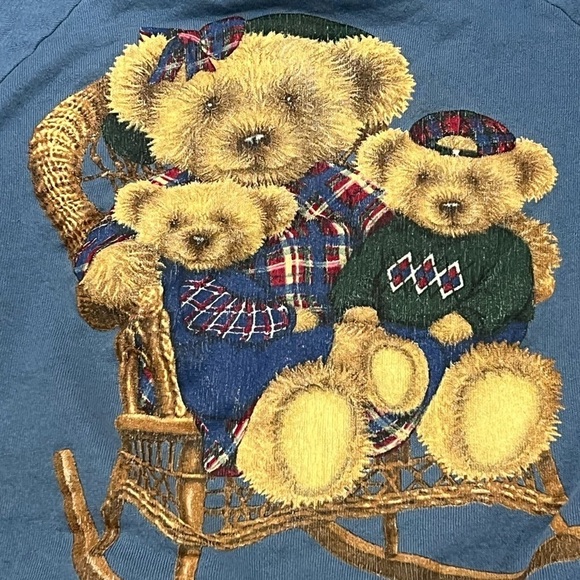 Vintage Bear Family in chair blue 1990s Crewneck Graphic Sweatshirt - Picture 3 of 7